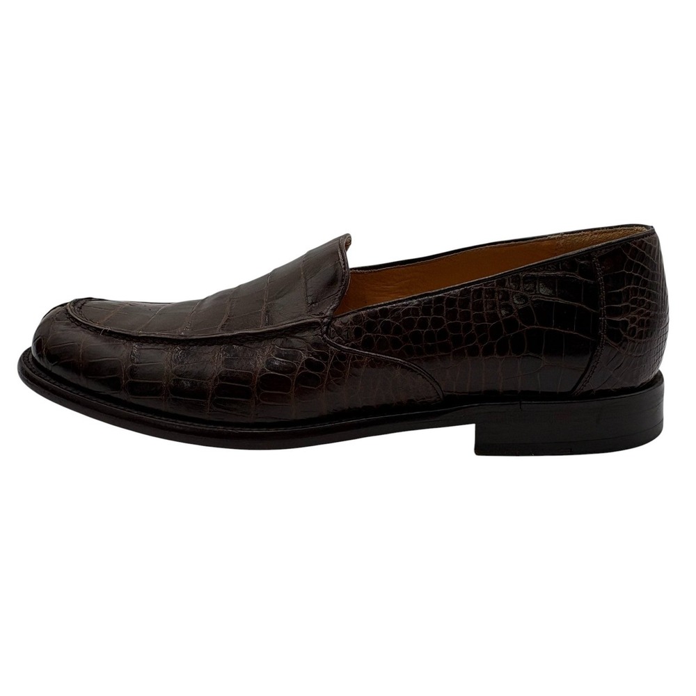 Mezlan Platinum Alligator Leather Loafer Mens 8.5 M Brown Slip On Shoes Spain - Picture 2 of 11